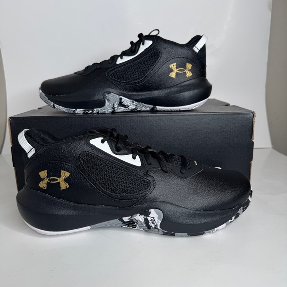 Under Armour UA Lockdown 6 Basketball Shoes Black Gold Men Sizes 10.5, 11.5 - Picture 1 of 7